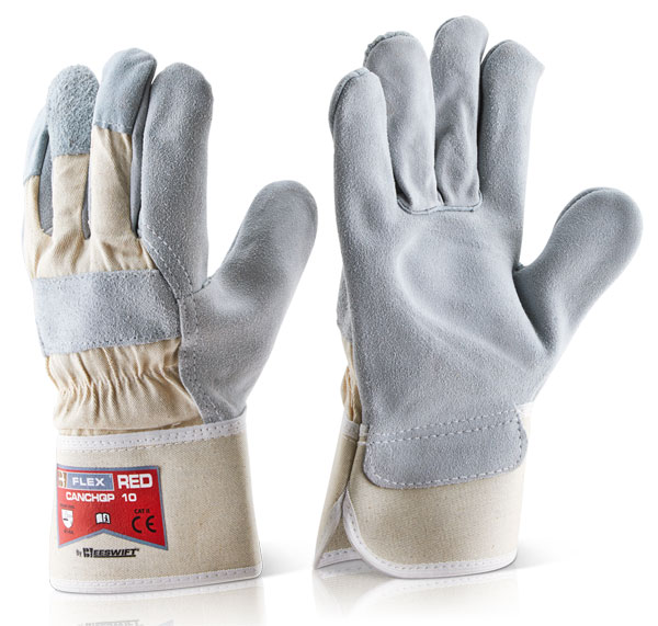 Canadian High Quality B-FLEX Red Grey Split Riggers Gloves