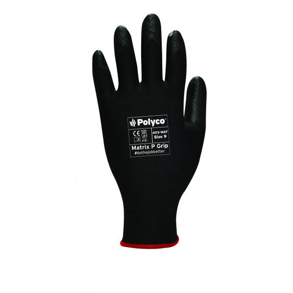 Gloves Matrix P Grip Nitrile Palm Black S9 (Pr)