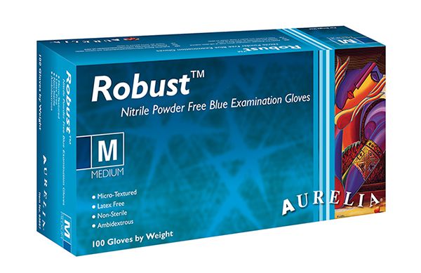 Aurelia Robust Blue Nitrile Powder Free Gloves - Medium