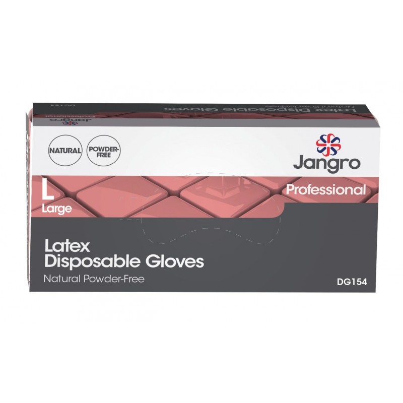 Jangro Latex Disposable Gloves Powder Free Natural - Medium